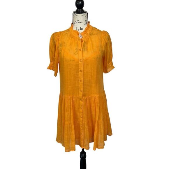 Apiece Apart Las Alturas Crinkle Puff Sleeve Mini Dress, XS - Picture 1 of 12